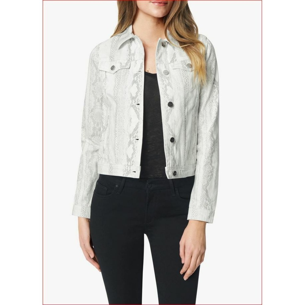 Joe's women jean jacket 45GWBVSX7075 VSW white crocodile snake sz S $298